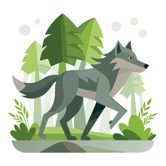 Fototapeta premium vector illustration of wolf, running, abstract