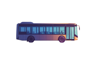 Sleek modern bus with large windows illustrated on transparent background