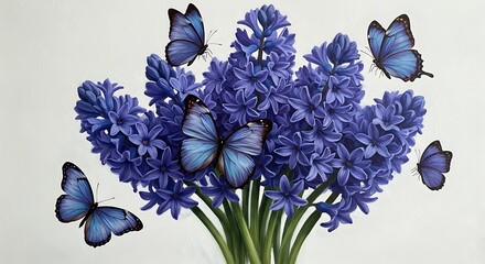 Hyperrealistic Hyacinths & Blue Morpho Butterflies