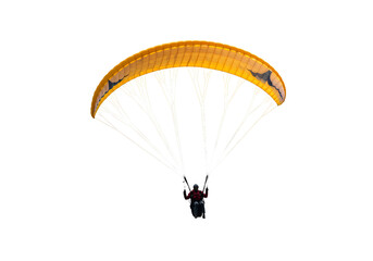 Paragliding Adventure: Solo Flight Over Scenic Landscape isolated on transparent background