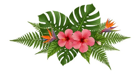 Tropical Blooms: A Vibrant Digital Arrangement
