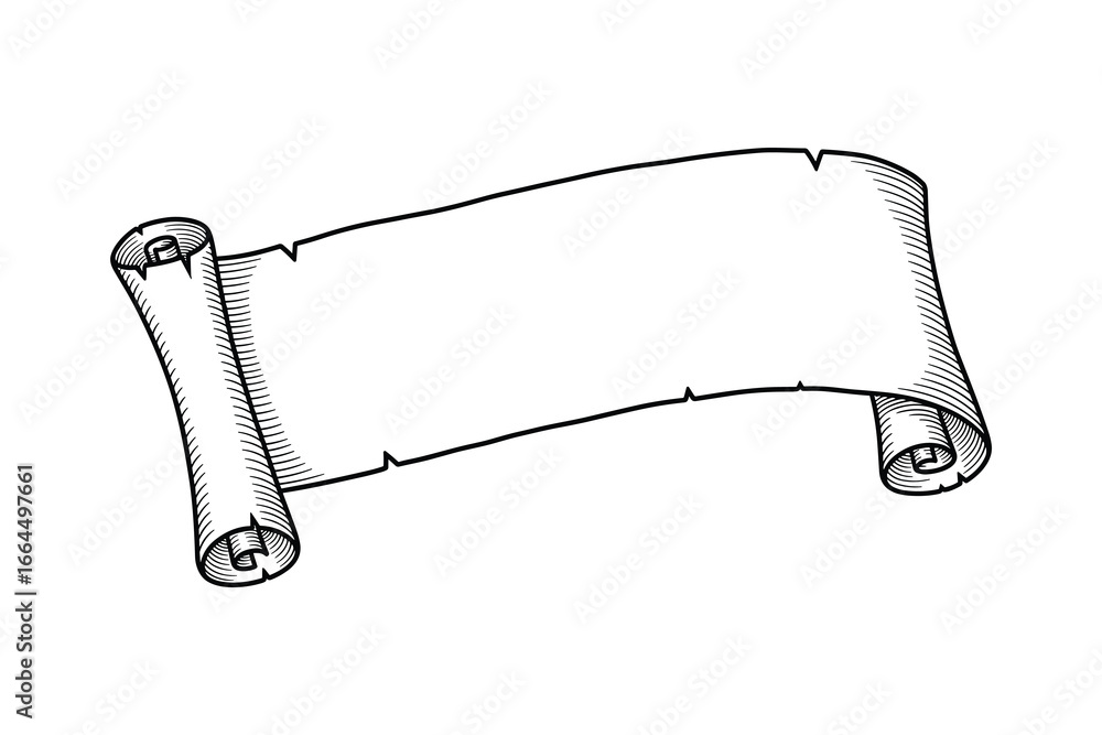 Poster black and white scroll paper. ideal for adding text and banners. vector illustration.