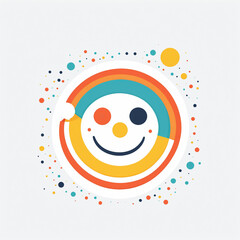 カラフルでハッピーな円形ロゴ