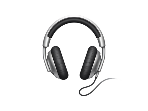 Modern silver and black over-ear headphones with integrated microphone for audio and gaming