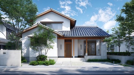 Simple Japanese-style House Under a Cloudy Sky / 曇り空の下に建つシンプルな和風住宅