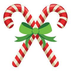 A pair of striped candy canes crossed together, a classic and sweet symbol of the Christmas and holiday season.