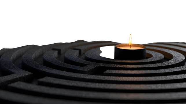 Labyrinth and Candle, isolated on transparent background
