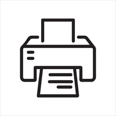 Simple Printer Icon Vector | Minimal Line Art Office Technology Illustration