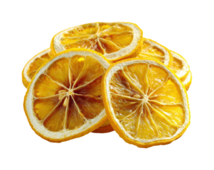 Sliced dried lemon display bright food, isolated on transparent background, png