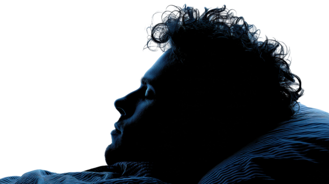 Calm bedroom portrait a contemplative soul's quiet reflection, isolated on transparent background, png