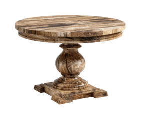 Rustic wooden table design home interior furniture piece cozy room, isolated on transparent background, png