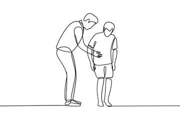 Adult comforting a child with a hand on their shoulder