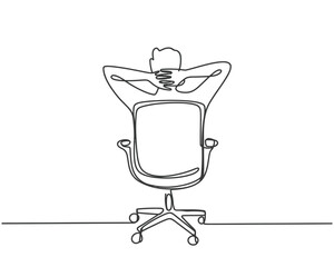 Relaxed person sitting in an office chair with hands behind head