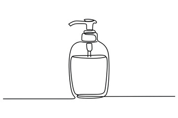 Minimalist line art of a hand sanitizer dispenser bottle