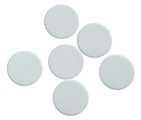 White soluble effervescent tablet pills on transparent background