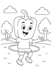 coloring book paprika playing with a hula hoop.
