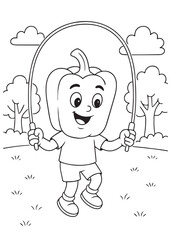 coloring book paprika jumping rope happily.