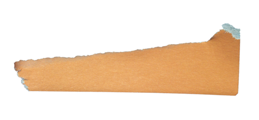 Ripped orange paper torn edges with transparent background paper tear