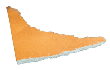 Ripped orange paper torn edges with transparent background paper tear