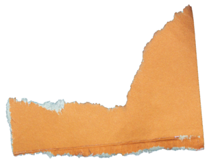 Ripped orange paper torn edges with transparent background paper tear