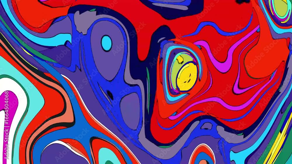 Poster abstract psychedelic brutalism wave blob striped motion curves composition morphing amoeba fluid sha