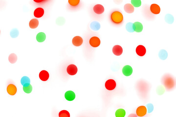 Colorful shiny glowing bokeh light overlay effect on transparent background design element