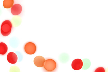Colorful shiny glowing bokeh light overlay effect on transparent background design element