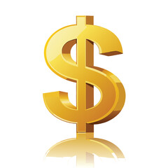 Obraz premium A shining dollar sign icon in metallic gold, a floating symbol of wealth, success, and financial prosperity.