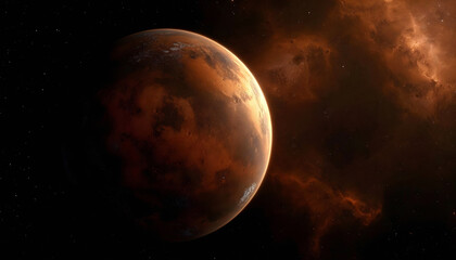 On Mars Image in Space – Red Planet Landscape Background