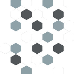 Seamless Pattern, Abstract geometric background featuring hexagons in gray and light blue tones Stock royalty free image.