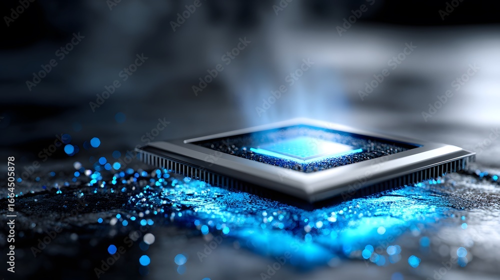 Aufkleber advanced microprocessor emitting coolant vapor on a high-tech surface
