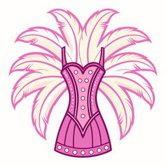 Cabaret style dress with feather boa isolated on white background