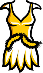 Cabaret style dress with feather boa isolated on white background