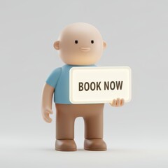 Fototapeta premium 3D Icon Man Holding Book Now Sign Call to Action