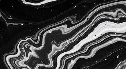 Fluid Black & White Abstract: Ink Flow