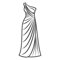 Elegant one shoulder asymmetrical gown with flowing fabric design