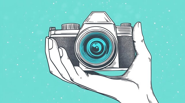 Hand holding vintage camera