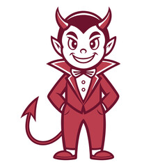 Devil costume with tail and horns isolated on white background