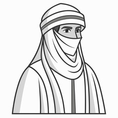 Arabian nights fancy dress with veil isolated on white background