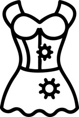 Steampunk dress with gears and corset isolated on white background