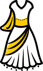 Traditional indian saree fancy dress costume isolated on white background