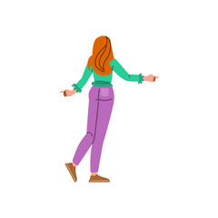 Young woman pointing with index fingers in different directions