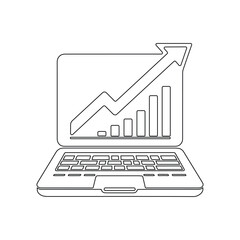Laptop with Graph Up Icon Black and White vector