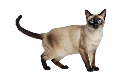 Obraz premium Siamese cat isolated on white: graceful purebred feline.