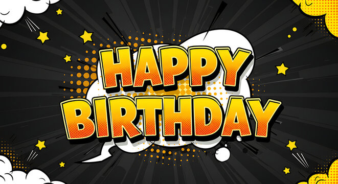 Comic Book Style Happy Birthday Greeting Card