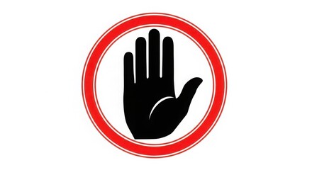Obraz premium Stop Hand Sign Red Circle Warning