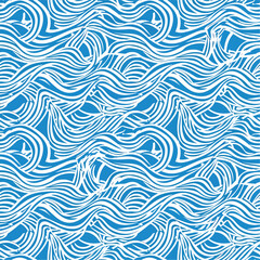 Seamless Pattern, Abstract blue and white wave pattern creating a dynamic flowing background Stock royalty free image.