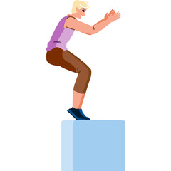 Young man performing box jumps during cross training workout