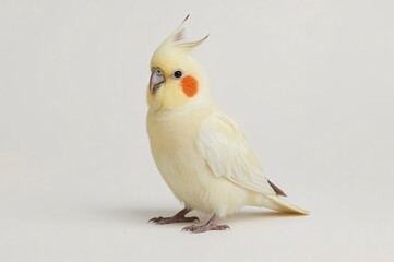 Cream-colored cockatoo, profile view, against a plain background