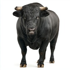 Majestic Black Bull Portrait , isolated on white background png